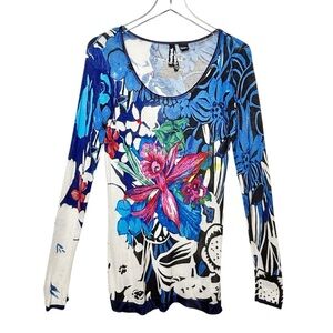 Desigual Scoop Floral Y2K Lightweight Women’s Sweater Sz L